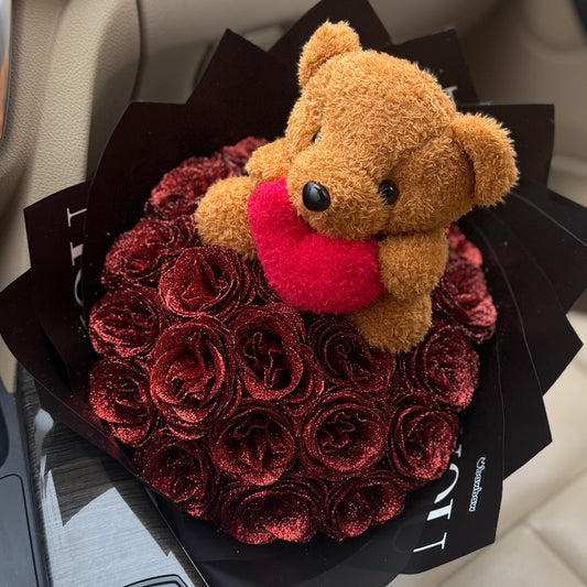 Buchet Teddy Bear - Royale Red
