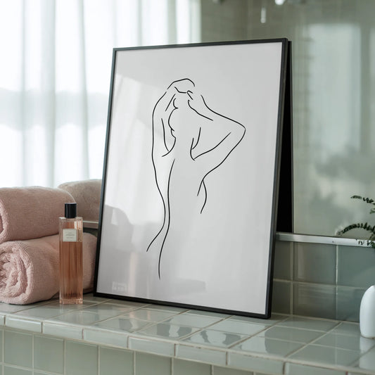 Line Art - Tablou pentru Baie în Ramă