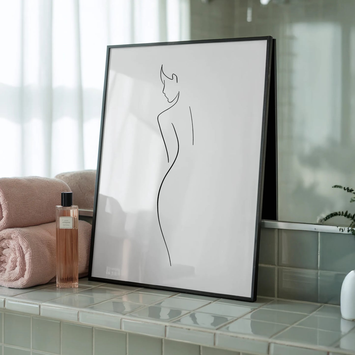 Line Art - Tablou pentru Baie în Ramă