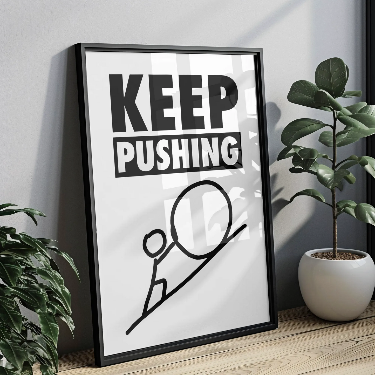 Keep Pushing - Tablou Motivational în Ramă