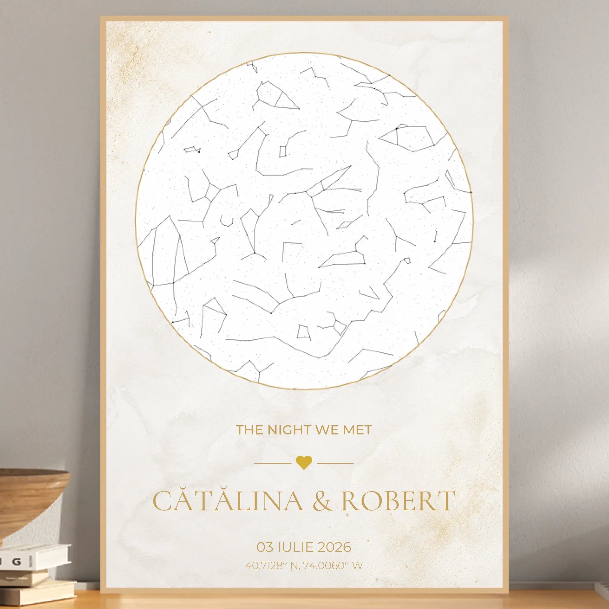 Previzualizare live pentru tabloul Cer Înstelat Personalizat White Edition.