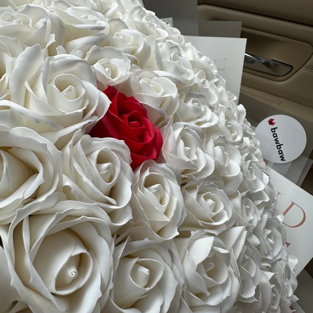Buchet 101 Trandafiri de Săpun - Alb - BawBaw - Cadouri WOW