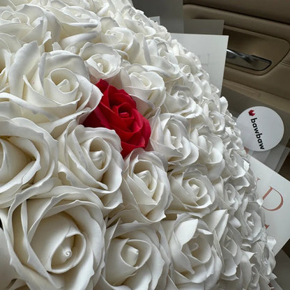Buchet 101 Trandafiri de Săpun - Alb - BawBaw - Cadouri WOW