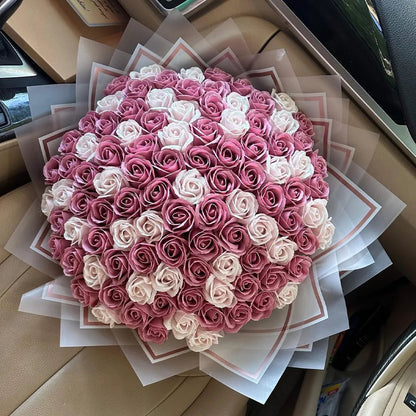 Buchet 101 Trandafiri de Săpun - Roz Pal & Roz Prăfuit - BawBaw - Cadouri WOW