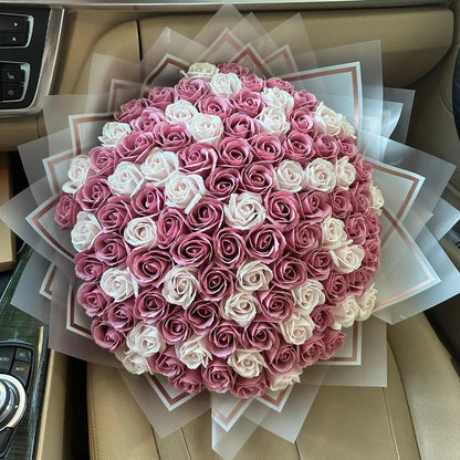 Buchet 101 Trandafiri de Săpun - Roz Pal & Roz Prăfuit - BawBaw - Cadouri WOW