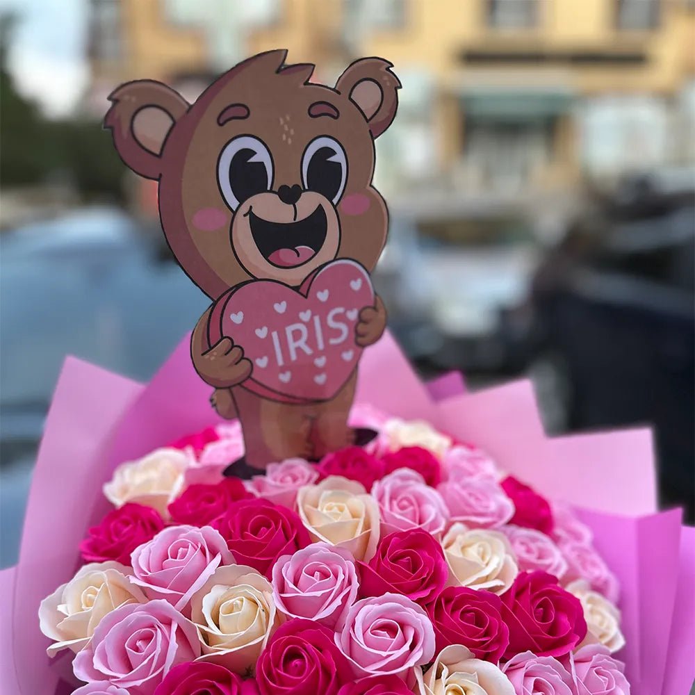 Buchet 49 Trandafiri de Săpun - Crem, Roz & Roz Intens - BawBaw - Cadouri WOW