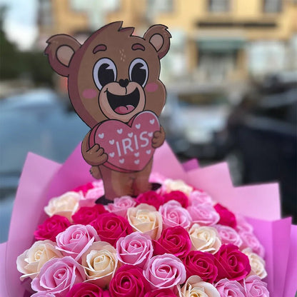 Buchet 49 Trandafiri de Săpun - Crem, Roz & Roz Intens - BawBaw - Cadouri WOW