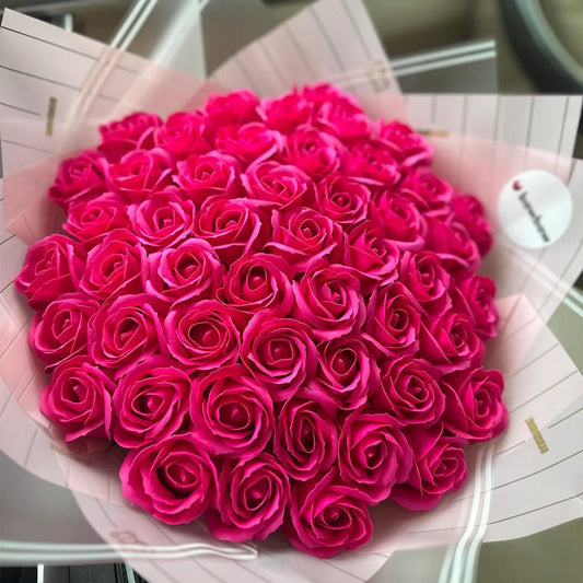 Buchet 49 Trandafiri de Săpun - Roz Intens - BawBaw - Cadouri WOW
