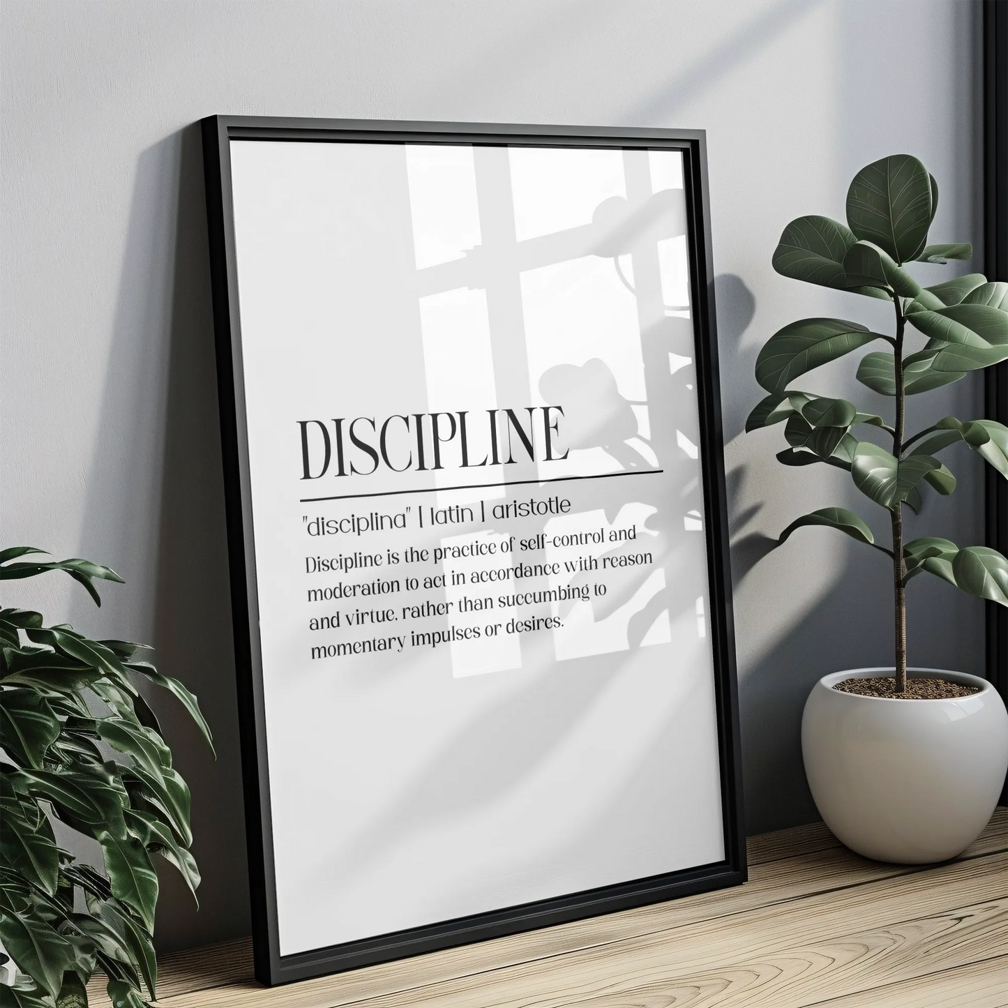 Discipline White - Tablou Motivational în Ramă