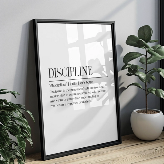 Discipline White - Tablou Motivational în Ramă