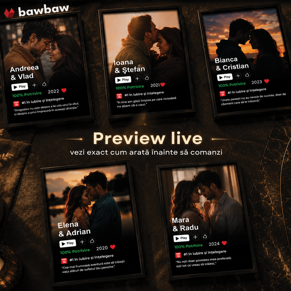 Love Story — Tablou Personalizat cu Poza Voastră